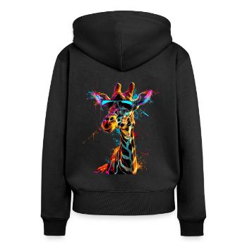 Girafe motif animal amoureux des animaux safari - Sweat à capuche zippé Premium bio Femme - noir - Dos - Julia (174cm)