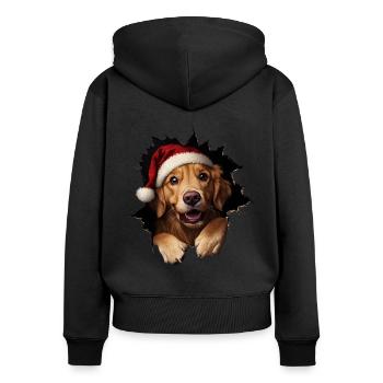 Hundebesitzer Hunde Weihnachten Weihnachts Hund - Frauen Premium Bio Zip Hoodie - Schwarz - Hinten - Julia (174cm)
