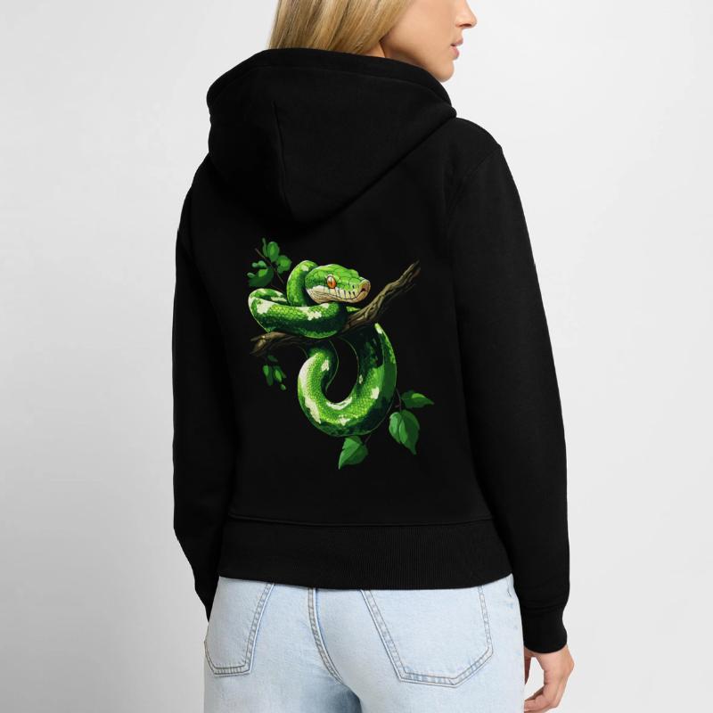 Green Tree Python Snakes Lover Terrarium Women's Premium Organic Zip Hoodie