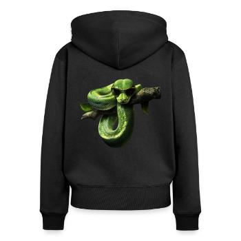 Grüner Baumpython Schlangen Liebhaber Terrarium - Frauen Premium Bio Zip Hoodie - Schwarz - Hinten - Julia (174cm)