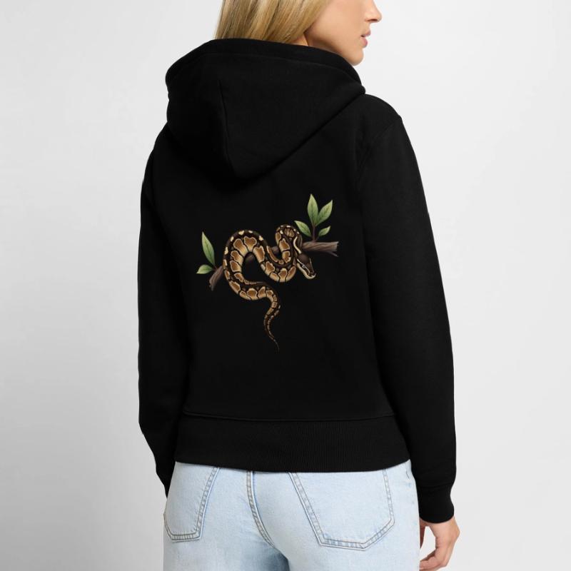 Königspython Schlangen Liebhaber Terrarium Python Frauen Premium Bio Zip Hoodie