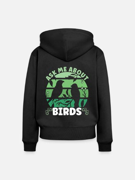 Vogel Ornithologe - Frauen Premium Bio Zip Hoodie - Schwarz