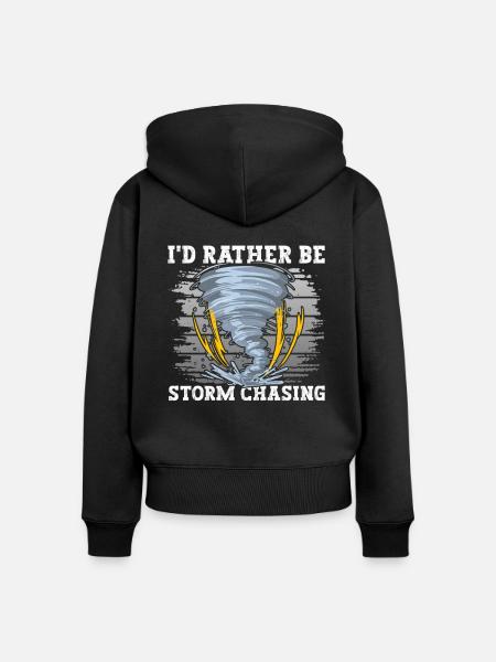 Tornado Sturm Jäger - Frauen Premium Bio Zip Hoodie - Schwarz