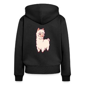 Kawaii Lama - Alpaca - Women's Premium Organic Zip Hoodie - black - Back - Julia (174cm)