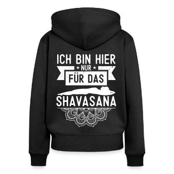 Shavasana YogaMandala Zen - Frauen Premium Bio Zip Hoodie - Schwarz - Hinten - Julia (174cm)