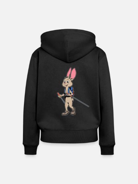 Escursioni informali con conigli - Escursionismo - Felpa con cappuccio con zip ecologica premium da donna - nero