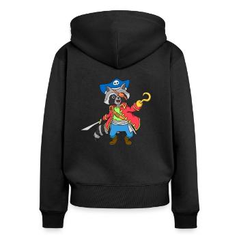 Capitaine Raton laveur - Raton laveur pirate - Sweat à capuche zippé Premium bio Femme - noir - Dos - Julia (174cm)