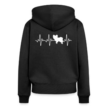 Papillon Heartbeat - Frauen Premium Bio Zip Hoodie - Schwarz - Hinten - Julia (174cm)