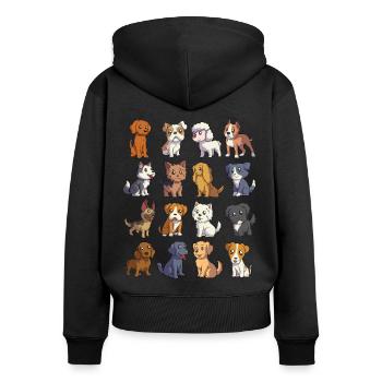 Viele süße Cartoon Kawaii Hunde - Frauen Premium Bio Zip Hoodie - Schwarz - Hinten - Julia (174cm)