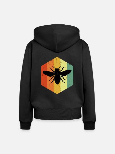 Distressed Bee Vcela Hexagon - Frauen Premium Bio Zip Hoodie - Schwarz