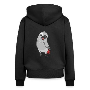 Kawaii Grey Parrot - Women's Premium Organic Zip Hoodie - black - Back - Julia (174cm)