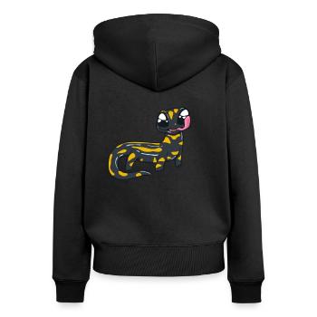 Salamandre de feu Kawaii - Sweat à capuche zippé Premium bio Femme - noir - Dos - Julia (174cm)