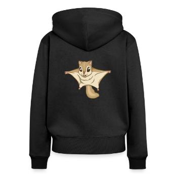 Écureuil volant kawaii - Sweat à capuche zippé Premium bio Femme - noir - Dos - Julia (174cm)