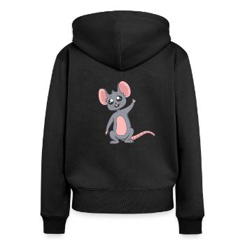 Kawaii Ratte - Frauen Premium Bio Zip Hoodie - Schwarz - Hinten - Julia (174cm)