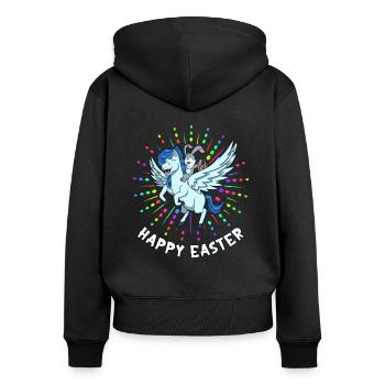 Easter rides on Pegasus - Happy Easter - Women's Premium Organic Zip Hoodie - black - Back - Julia (174cm)