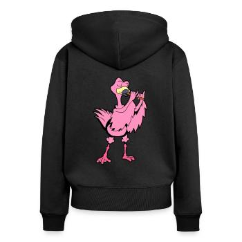 Cartoon Flamingo - Joueur de flûte - Sweat à capuche zippé Premium bio Femme - noir - Dos - Julia (174cm)