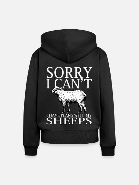 Sheep Funny Tee - Frauen Premium Bio Zip Hoodie - Schwarz