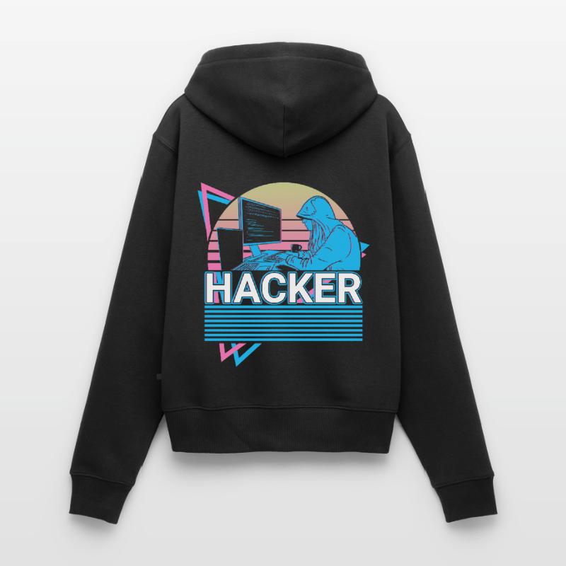 Hacker Coding Programmer Vaporwave Aesthetic Women's Premium Organic Zip Hoodie