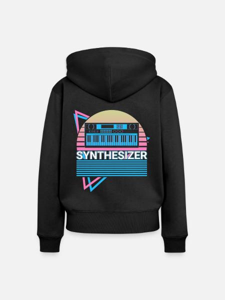 Synthesizer Retro Geschenk - Frauen Premium Bio Zip Hoodie - Schwarz