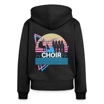 Chant choral rétro - Sweat à capuche zippé Premium bio Femme - noir - Dos - Julia (174cm)