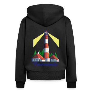 Leuchtturm - Ostseebad Travemünde - Frauen Premium Bio Zip Hoodie - Schwarz - Hinten - Julia (174cm)