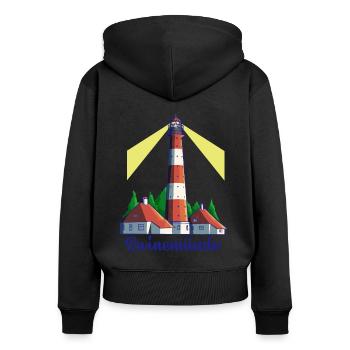 Leuchtturm - Ostseebad Swinemünde - Frauen Premium Bio Zip Hoodie - Schwarz - Hinten - Julia (174cm)