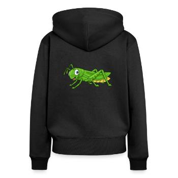 Kawaii Grashüpfer - Frauen Premium Bio Zip Hoodie - Schwarz - Hinten - Julia (174cm)
