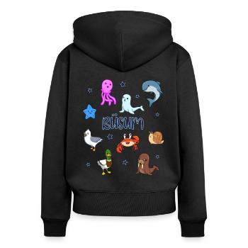 Süße Tiere in Büsum - Frauen Premium Bio Zip Hoodie - Schwarz - Hinten - Julia (174cm)