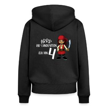 Geburtstagsshirt Pirat - 4 Geburtstag Mädchen - Frauen Premium Bio Zip Hoodie - Schwarz - Hinten - Julia (174cm)
