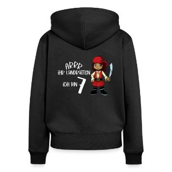 Geburtstagsshirt Pirat - 7 Geburtstag Mädchen - Frauen Premium Bio Zip Hoodie - Schwarz - Hinten - Julia (174cm)