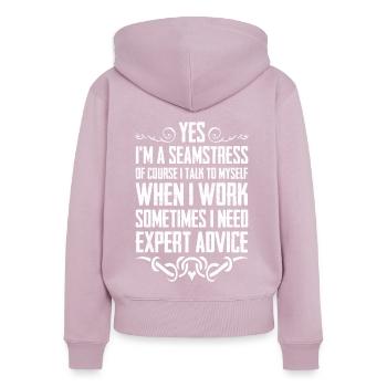 Yes I am Seamstress - Women's Premium Organic Zip Hoodie - dusky pink - Back - Julia (174cm)