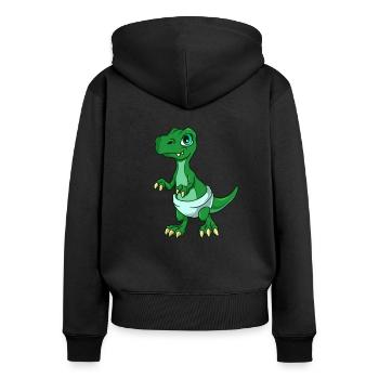 Kawaii Bébé TREX - Sweat à capuche zippé Premium bio Femme - noir - Dos - Julia (174cm)