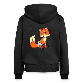 Kawaii Baby Fuchs - Frauen Premium Bio Zip Hoodie - Schwarz - Hinten - Julia (174cm)