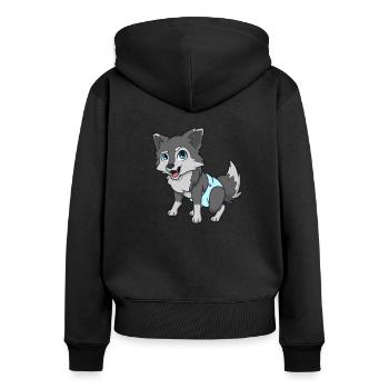 Kawaii Baby Hund - Frauen Premium Bio Zip Hoodie - Schwarz - Hinten - Julia (174cm)