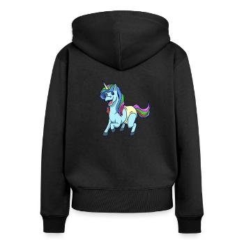 Kawaii Bébé Licorne - Sweat à capuche zippé Premium bio Femme - noir - Dos - Julia (174cm)