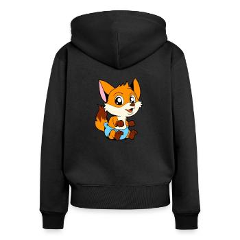 Kawaii Baby Fuchs - Frauen Premium Bio Zip Hoodie - Schwarz - Hinten - Julia (174cm)
