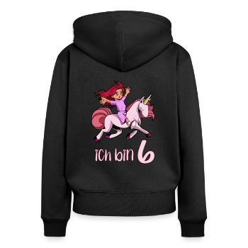 Geburtstagsshirt Einhorn - 6 Geburtstag Mädchen - Frauen Premium Bio Zip Hoodie - Schwarz - Hinten - Julia (174cm)