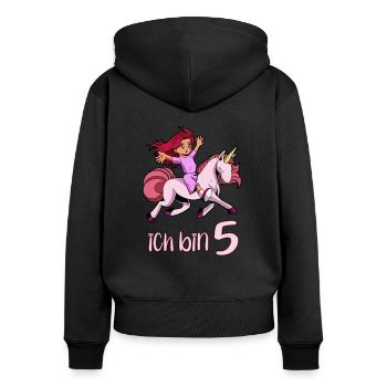 Geburtstagsshirt Einhorn - 5 Geburtstag Mädchen - Frauen Premium Bio Zip Hoodie - Schwarz - Hinten - Julia (174cm)