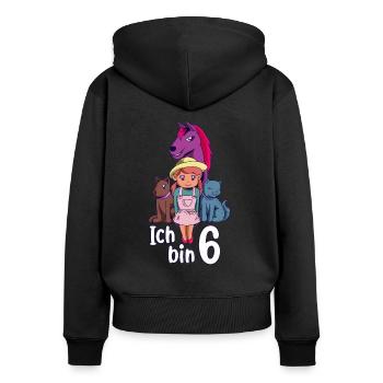Geburtstagsshirt Bauernhof - 6 Geburtstag Mädchen - Frauen Premium Bio Zip Hoodie - Schwarz - Hinten - Julia (174cm)