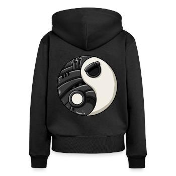 Cyborg Ying Yang Cyber Punk Yin Yang Cyber Geschen - Sweat à capuche zippé Premium bio Femme - noir - Dos - Julia (174cm)