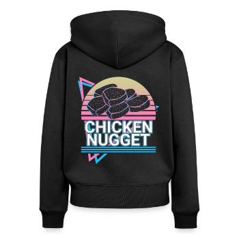 Nugget de poulet Retro Cadeau - Sweat à capuche zippé Premium bio Femme - noir - Dos - Julia (174cm)