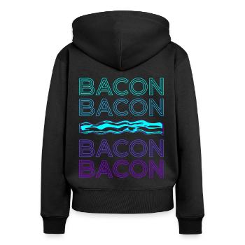 Speck Retro Geschenk - Frauen Premium Bio Zip Hoodie - Schwarz - Hinten - Julia (174cm)