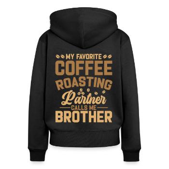 My Favorite Coffee Roasting Partner - Frauen Premium Bio Zip Hoodie - Schwarz - Hinten - Julia (174cm)