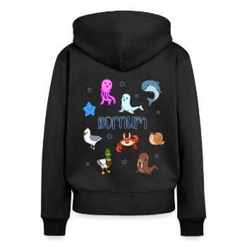 Süße Tiere in Dornum - Frauen Premium Bio Zip Hoodie - Schwarz - Hinten - Julia (174cm)