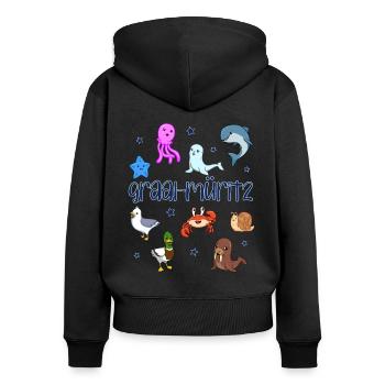 Süße Tiere in Graal-Müritz - Frauen Premium Bio Zip Hoodie - Schwarz - Hinten - Julia (174cm)