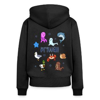 Süße Tiere in Priwall - Frauen Premium Bio Zip Hoodie - Schwarz - Hinten - Julia (174cm)