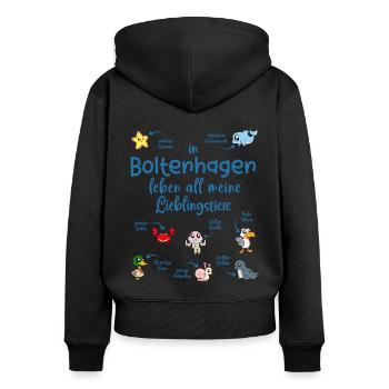 Meine Lieblingstiere in Boltenhagen - Frauen Premium Bio Zip Hoodie - Schwarz - Hinten - Julia (174cm)