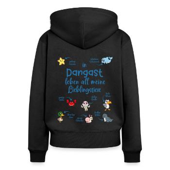 Meine Lieblingstiere in Dangast - Frauen Premium Bio Zip Hoodie - Schwarz - Hinten - Julia (174cm)