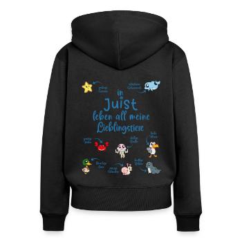 Meine Lieblingstiere in Juist - Frauen Premium Bio Zip Hoodie - Schwarz - Hinten - Julia (174cm)
