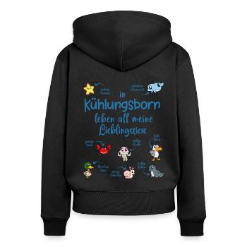 Meine Lieblingstiere in Kühlungsborn - Frauen Premium Bio Zip Hoodie - Schwarz - Hinten - Julia (174cm)